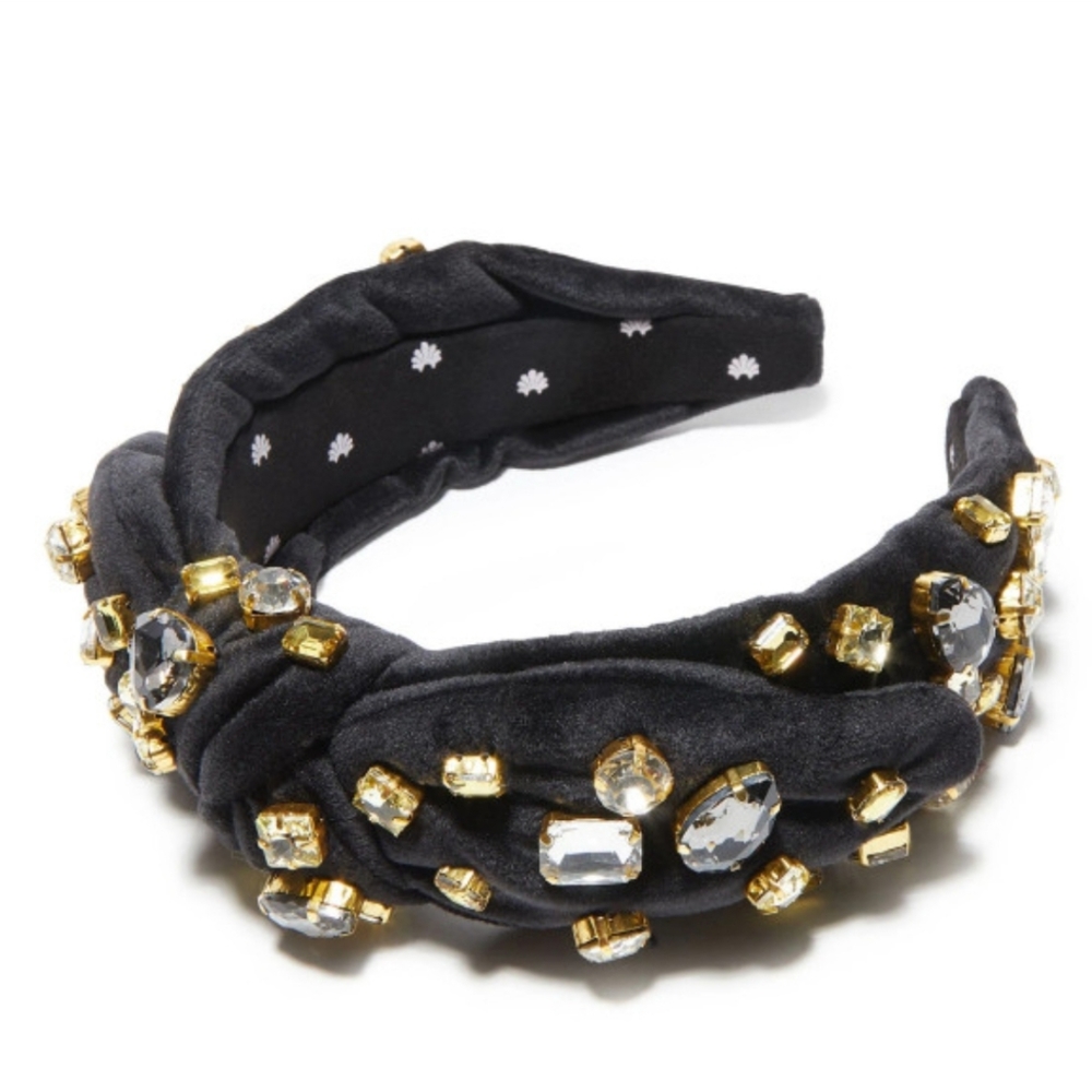 Lele sadoughi jeweled crystal velvet headband nwt veronica bow